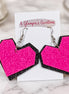 Pendientes de corazón negro y rosa brillante