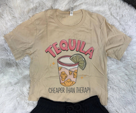 Tequila Cheaper Than Therapy Tee - the Boujee Sunflower