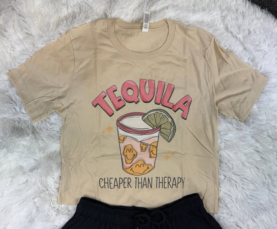 Tequila Cheaper Than Therapy Tee - the Boujee Sunflower
