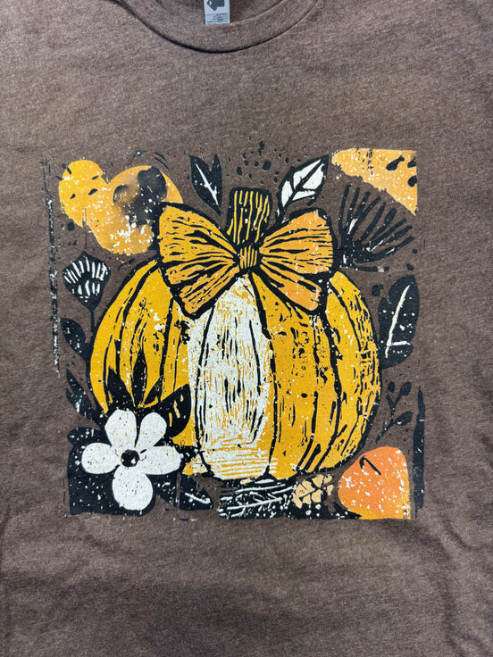 Pumpkin Boho Bow Floral Graphic Tee - the Boujee Sunflower