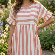 Sweet Striped Babydoll Dress