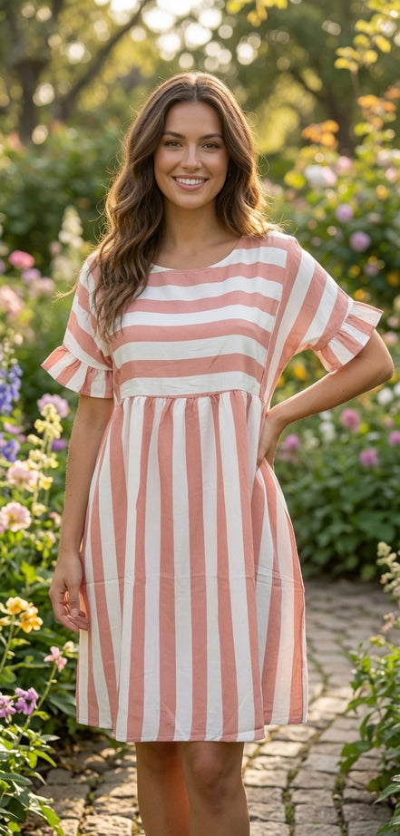 Sweet Striped Babydoll Dress