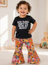 Kids and toddler T-shirt by Yawoo Garments featuring the "Bad Vibes Don’t Go" graphic in bright colors.