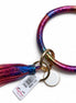 Metallic tasseled key ring accessory with a stylish tassel and keyring, perfect for keys or decorative use.