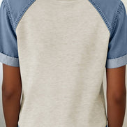 Denim Colorblock Patchwork Round Neck S/S 26 Tee | S-XL - OG Gilmore Girl 
