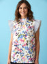 Aapparella floral print striped blouse with ruffled sleeves, lightweight fabric, and a relaxed fit for a stylish casual look.