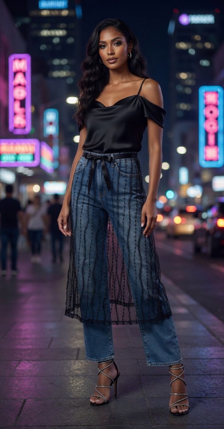 Sheer layered mesh skirt by ADORA LA featuring a flowy, see-through design with multiple mesh layers for a trendy, stylish look.
