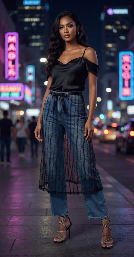 Sheer layered mesh skirt by ADORA LA featuring a flowy, see-through design with multiple mesh layers for a trendy, stylish look.