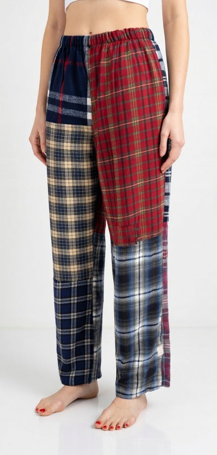 Soft gray flannel pants from American Recycled Clothing with a relaxed fit and elastic waistband.