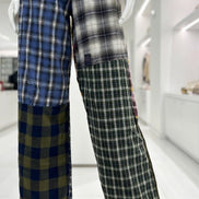 American Recycled Clothing men's flannel pants in size S, soft plaid fabric with a relaxed fit.