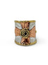 Mixed metal spiral cross ring from Anju Jewelry, featuring a unique jewelry design with layered metal details.