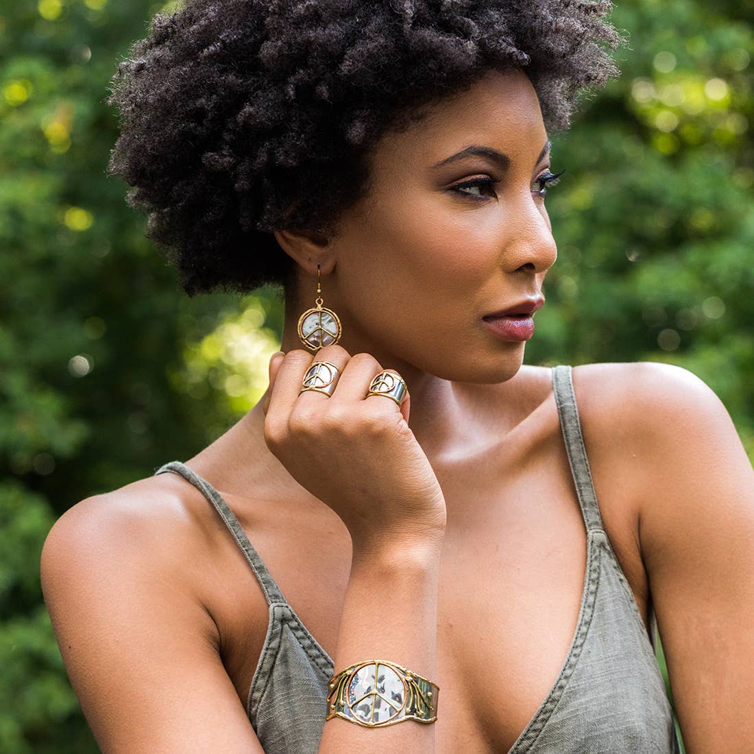 Mixed metal cuff ring by Anju Jewelry featuring layered bands and contemporary design for stylish everyday wear.