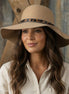 A beige boho felt hat with a wide brim, stylishly designed by Avenue Zoe, perfect for casual and bohemian fashion.