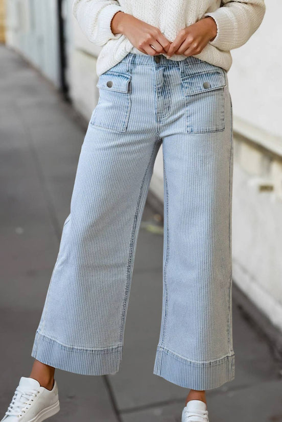 Casual Flap Pocket Cuffed Hem Wide Leg Jeans | 4-16 - the Boujee Sunflower