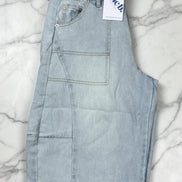 Blue B cargo denim knee-length shorts with multiple pockets and a relaxed fit, perfect for casual summer wear.