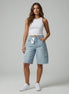 Blue B cargo denim knee-length shorts in blue, featuring multiple pockets and a casual fit for everyday wear.