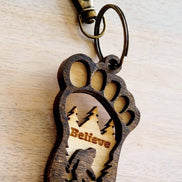 Big Foot keychain featuring a detailed Sasquatch figure, attached to a metal keyring, by The Country Roost.