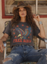 Charcoal-colored Free Bird 22 vintage relaxed crop T-shirt from Country Deep Apparel, featuring a casual, comfortable top design.
