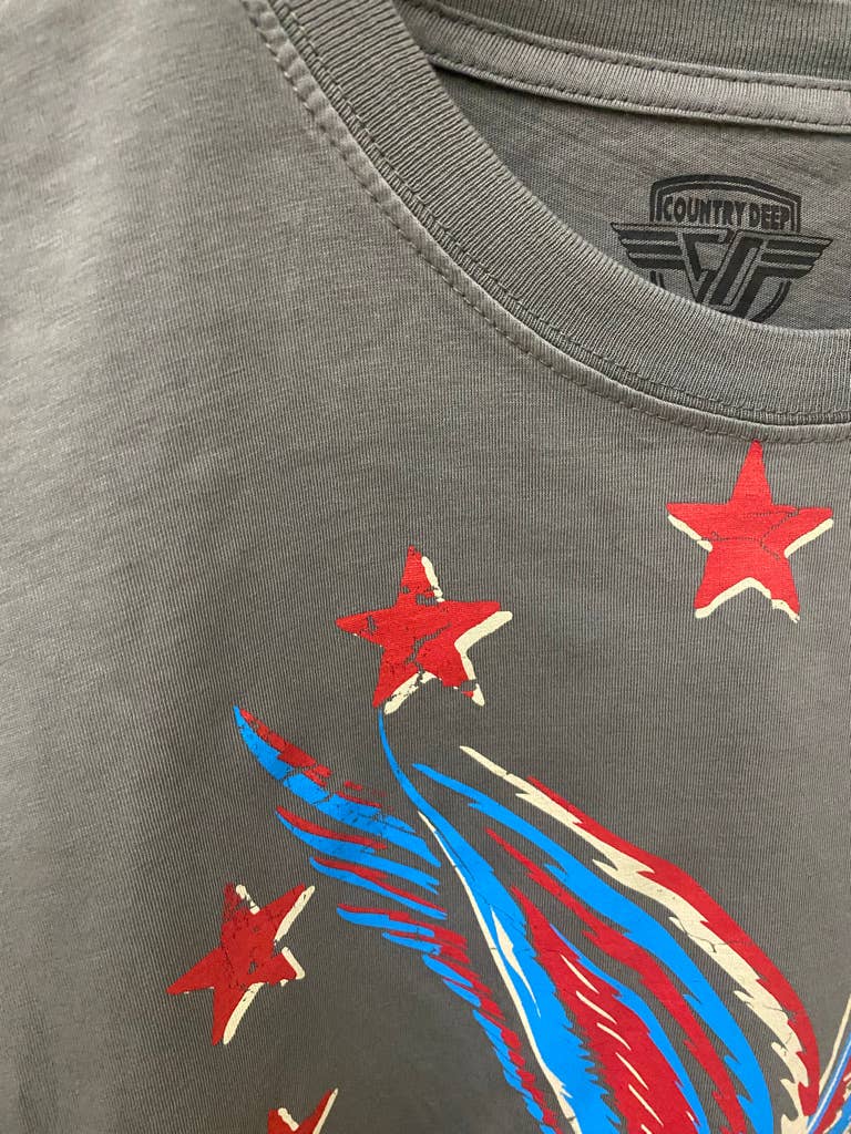 Charcoal Free Bird 22 vintage relaxed crop T-shirt from Country Deep Apparel, featuring a casual and comfortable top design.
