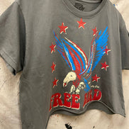 Charcoal gray Free Bird 22 vintage relaxed crop T-shirt by Country Deep Apparel, featuring a casual, lightweight top with a relaxed fit.