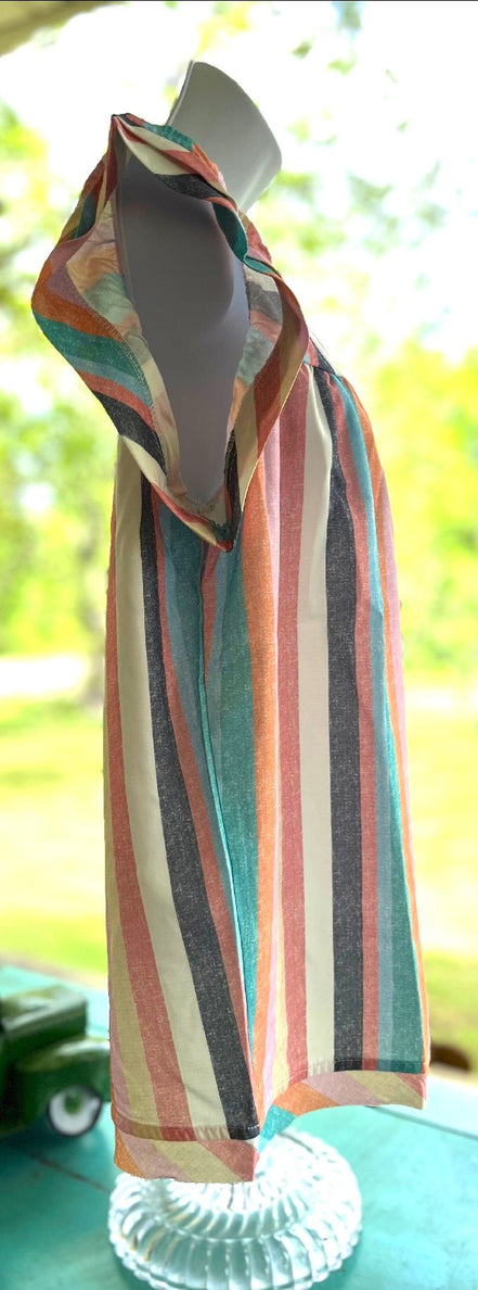 Spring Stripes shirt by Crossed Arrows Clothing Co featuring colorful striped pattern and casual fit.