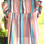 Spring Stripes shirt by Crossed Arrows Clothing Co featuring colorful striped pattern and casual fit.