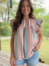 Spring Stripes shirt by Crossed Arrows Clothing Co featuring colorful striped pattern and lightweight fabric.