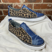 Gypsy Jazz Leopard and Denim shoes with rubber soles.