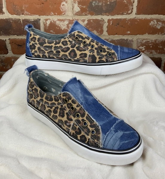 Gypsy Jazz Leopard and Denim shoes with rubber soles.