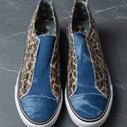 Gypsy Jazz Leopard and Denim shoes with rubber soles.