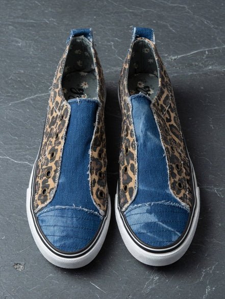 Gypsy Jazz Leopard and Denim shoes with rubber soles.