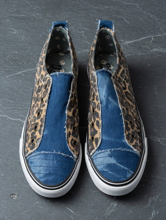 Gypsy Jazz Leopard and Denim shoes with rubber soles.