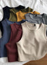 Dark grey HIDDENBRAND cropped tank top with sleeveless athletic design and R-neck, ideal for workout and casual wear.