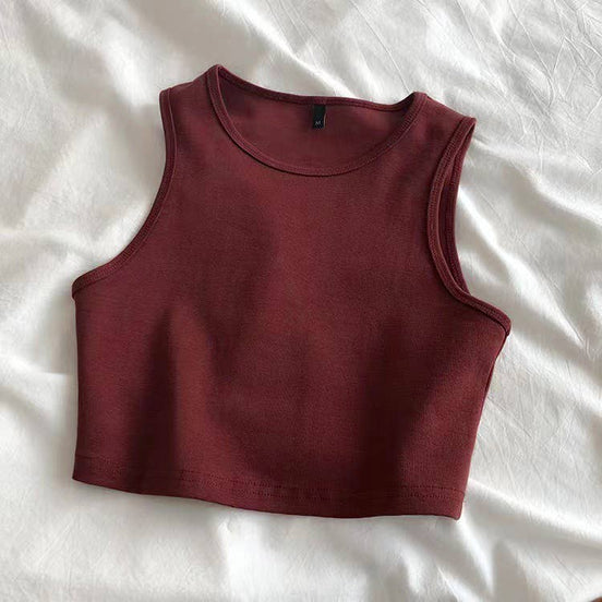 Dark grey HIDDENBRAND cropped tank top with sleeveless athletic design and R-neck style, suitable for active wear.