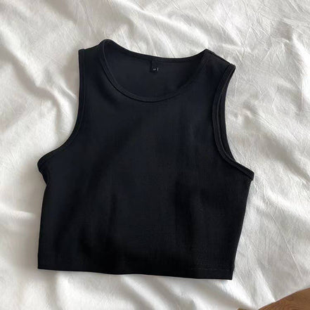Dark grey HIDDENBRAND cropped tank top with sleeveless athletic design and R-neck style, ideal for workouts and casual wear.