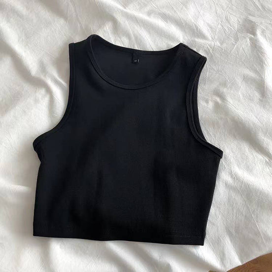 Dark grey HIDDENBRAND cropped tank top with sleeveless athletic design and R-neck style, ideal for workouts and casual wear.