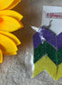 A Glamper's Creation, LLC brand. Purple, green, and yellow chevron silver dangles. $12