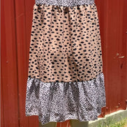 Vanilla Monkey. Color block animal print tie keyhole neck. Sleeveless. Tiered. Dress it up or down. S, M, L $25