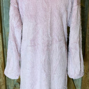 Melody brand. Mid-length, open front, ribbon tie fleece wrap in Lavender.  S, M, L $35