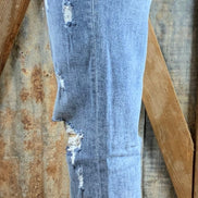 VERVET by FLYING MONKEY brand. Distressed Stretch Boyfriend Jeans with stretchy, slouchy fit and double cuff hem.