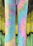 Colorful tie-dye Bluivy loungers with a relaxed fit, featuring a soft fabric and comfortable waistband for casual wear.