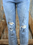 VERVET by FLYING MONKEY brand. Distressed Stretch Boyfriend Jeans with stretchy, slouchy fit and double cuff hem.
