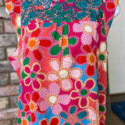 Pink floral blouse from Shiying Fashion featuring a lightweight fabric and delicate floral pattern, shown on a hanger.