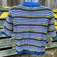 Blue multi-striped Miss Sparkling top with long sleeves and a relaxed fit, featuring vibrant horizontal stripe patterns.