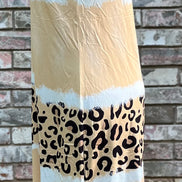 Cream leopard print T-shirt dress by Shiying Fashion, featuring a relaxed fit and casual style, shown on a model.