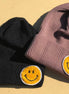 Babe Wholesale Co brand. Happy face beanie in black or brown knit. Adult size. $9