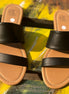 Black strap sandals from Miami Shoe featuring multiple adjustable straps and a flat sole for casual summer wear.
