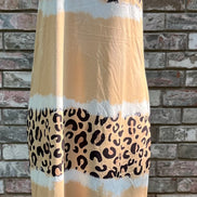 Cream leopard print T-shirt dress by Shiying Fashion, featuring a casual fit and stylish animal pattern.