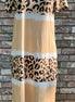 Cream leopard print T-shirt dress by Shiying Fashion, featuring a casual fit and stylish animal pattern.