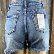 Lu fun brand. Distressed, frayed hem shorts with button fly. M, L, XL $33